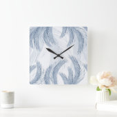 Weich blaues Feather Palm Bliss 1 Quadratische Wanduhr (Zuhause)