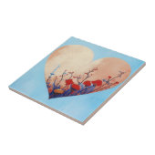 Weich blaues Herz und Blume Fliese (Seite)