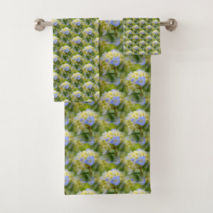 Weich blaues Hydrangea-Blume Naturmuster       Badhandtuch Set