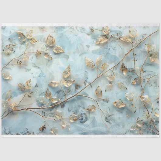 Weich blaues und goldenes Gewebe Seidenpapier (Vorderseite)