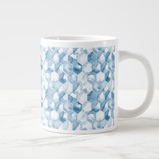 Weich blaues Wasserfarbenmuster Jumbo-Tasse (Rechts)
