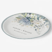 Weich blaugrüne Sukkulatur Botanische Hochzeit mit Pappteller (Schrägansicht)