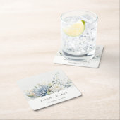 Weich blaugrüne Sukkulatur Botanische Hochzeit mit Rechteckiger Pappuntersetzer (Vor Ort)