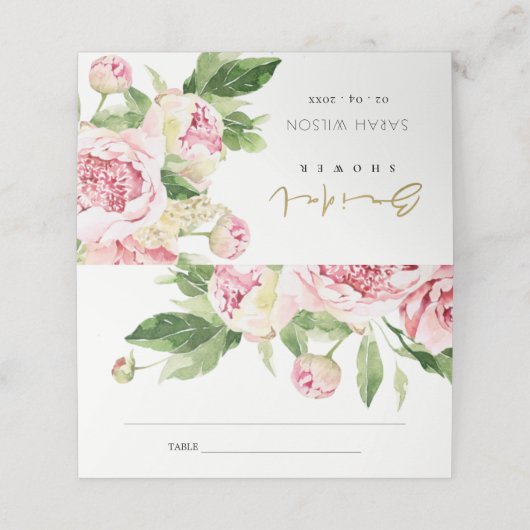 Weich blaugrünes Brautparty Platzkarte (Außenseite Aufgefaltet)