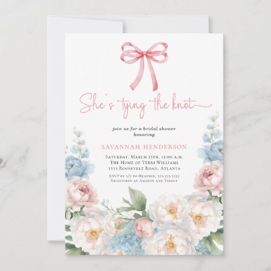 Weich blaurosa Brautparty Einladung (Vorderseite)