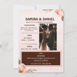 Weich-braun und Creme Rustikales Foto Einladung