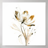 Weich-braune und schwarze minimalistische Blume Poster (Vorne)