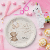Weich-brauner Bär & Balloons Neutral-Baby-Dusche Pappteller (Party)