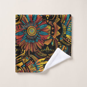 Weich-Cyan "Aztec Dream" Plush Wash Tuch