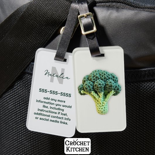 Weich eleganter Minimalistischer Crochet Broccoli  Gepäckanhänger