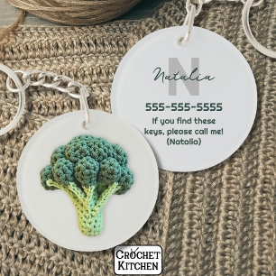 Weich eleganter Minimalistischer Crochet Broccoli  Schlüsselanhänger