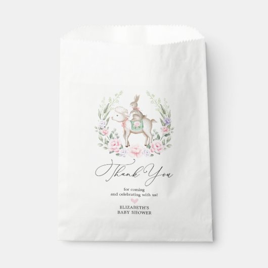 Weich florales Lamm & Bunny Rabbit Oaster Baby Gir Geschenktütchen (Vorderseite)