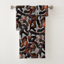 Weich gefärbte Korallenstruktur grau geschnitten Badhandtuch Set