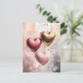 Weich gefärbter Glitzer Herzens Valentinus Gruß Postkarte (Stehend Vorderseite)