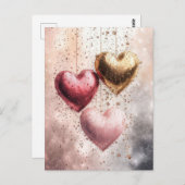 Weich gefärbter Glitzer Herzens Valentinus Gruß Postkarte (Vorne/Hinten)