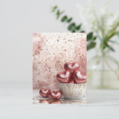 Weich gefärbter Glitzer Herzens Valentinus Gruß Postkarte (Stehend Vorderseite)