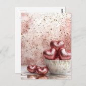 Weich gefärbter Glitzer Herzens Valentinus Gruß Postkarte (Vorne/Hinten)