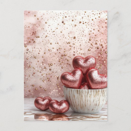 Weich gefärbter Glitzer Herzens Valentinus Gruß Postkarte (Vorderseite)