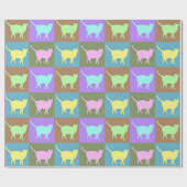 Weich gefärbter Pop Art Cats Geschenkpapier (Flach)