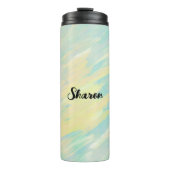 Weich gelb und aquamarinhaltig thermosbecher (Vorderseite)