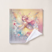 Weich gelbe blühende Märchenschwärme Badhandtuch Set (Waschlappen)