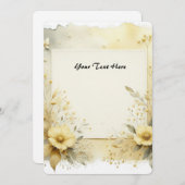 Weich gelbe Blume und Folien Einladung (Vorne/Hinten)