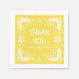 Weich gelbe Papel picado Danke Baby Dusche Serviette