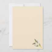 Weich gelbe Rose mit hellgrünem und goldgelbem Fot Save The Date (Rückseite)