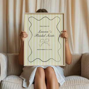 Weich gelbe Streifen Bridal Soirée Empfang Poster
