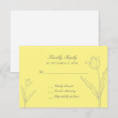 Weich gelbe und graue Minimalistische Tulip-Hochze RSVP Karte (Vorne/Hinten)