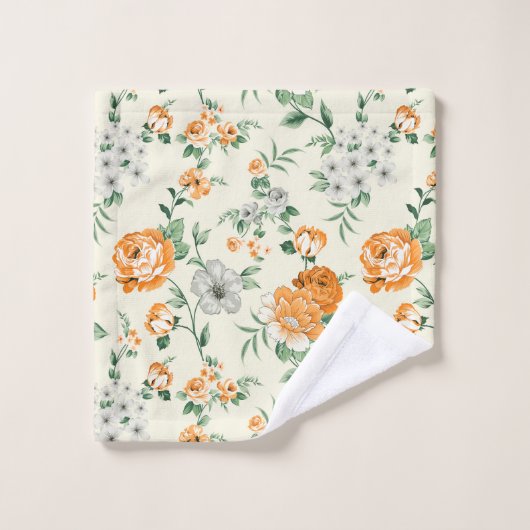 Weich gelber Garten Blumenmuster Badhandtuch Set (Waschlappen)