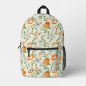 Weich gelber Garten Blumenmuster Bedruckter Rucksack (Vorderseite)