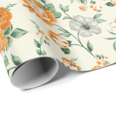 Weich gelber Garten Blumenmuster Geschenkpapier (Rolleneckpunkt)