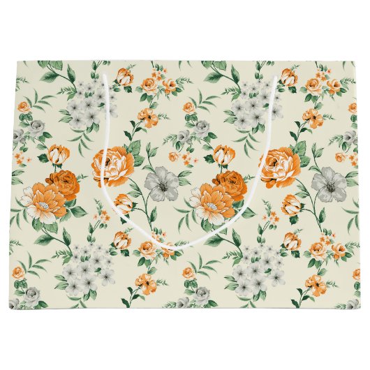 Weich gelber Garten Blumenmuster Große Geschenktüte (Vorderseite)