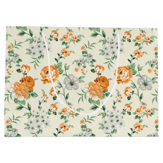 Weich gelber Garten Blumenmuster Große Geschenktüte (Rückseite)