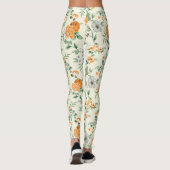 Weich gelber Garten Blumenmuster Leggings (Rückseite)