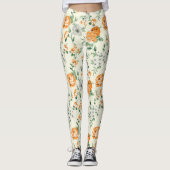 Weich gelber Garten Blumenmuster Leggings (Vorderseite)