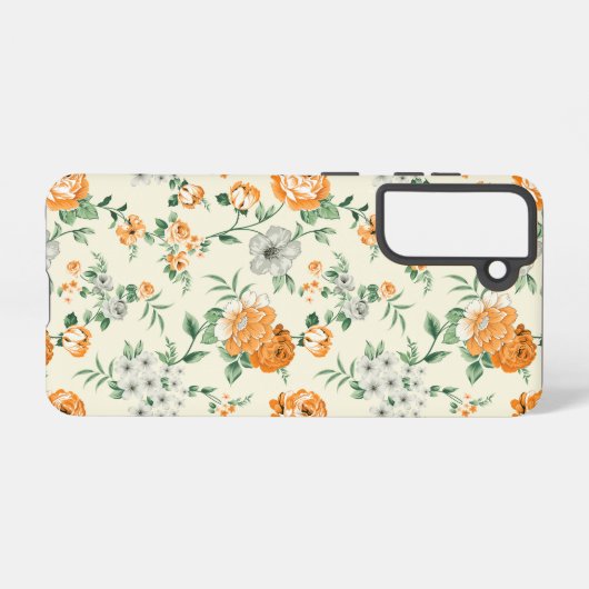 Weich gelber Garten Blumenmuster Samsung Galaxy Hülle (Rückseite (Horizontal))