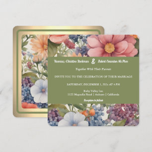 Weich gemalte florale Hochzeitseinladung Einladung