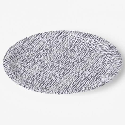 Weich gestreiftes, abnehmbares Party Pappteller (Schrägansicht)