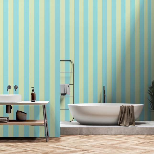 Weich gestreiftes Muster - Limone Creme & Limpet Tapete (Badezimmer)