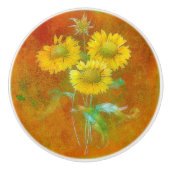 Weich gestrichene Sonnenblumen Keramikknauf (Vorderseite)