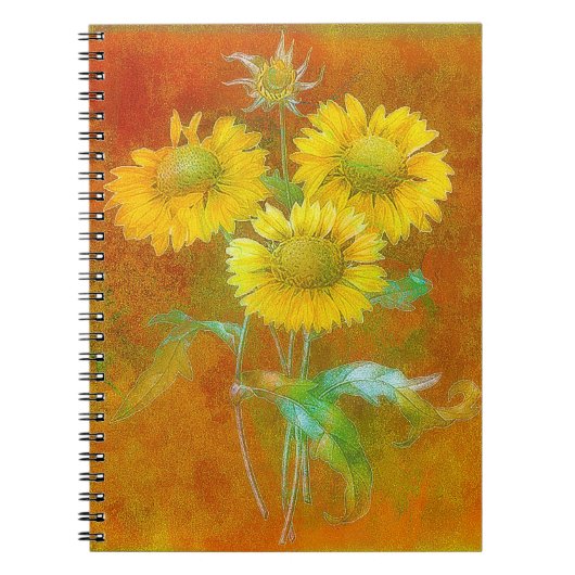 Weich gestrichene Sonnenblumen Notizblock (Vorderseite)