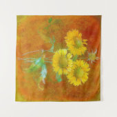 Weich gestrichene Sonnenblumen Wandteppich (Vorderseite (Horizontal))