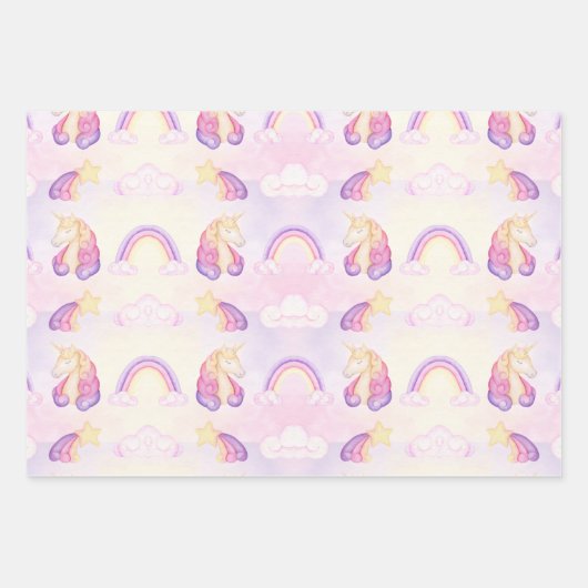 Weich gezogene Rainbows und Einhornhörner Geschenkpapier Set (Vorderseite 3)