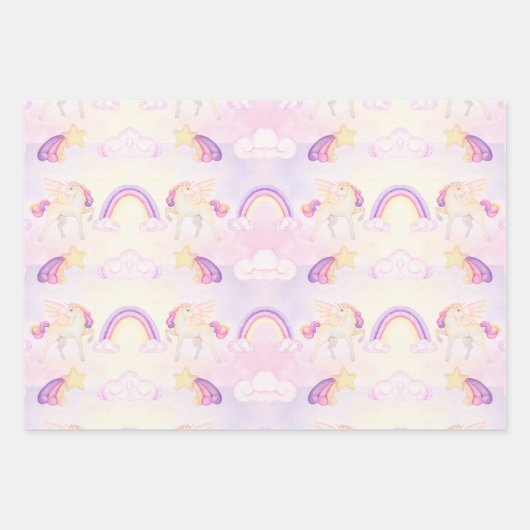 Weich gezogene Rainbows und Einhornhörner Geschenkpapier Set (Vorderseite 2)