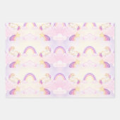 Weich gezogene Rainbows und Einhornhörner Geschenkpapier Set (Vorderseite)