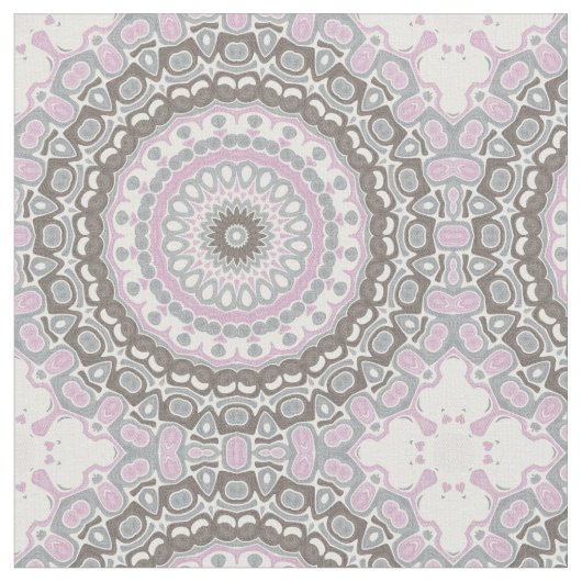 Weich, grau und rot - Rosa Mandala Stoff (Nahaufnahme)