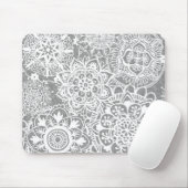Weich-Grau-Weiß-Mandala-Muster Mousepad (Mit Mouse)