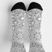 Weich-Grau-Weiß-Mandala-Muster Socken (Oben)